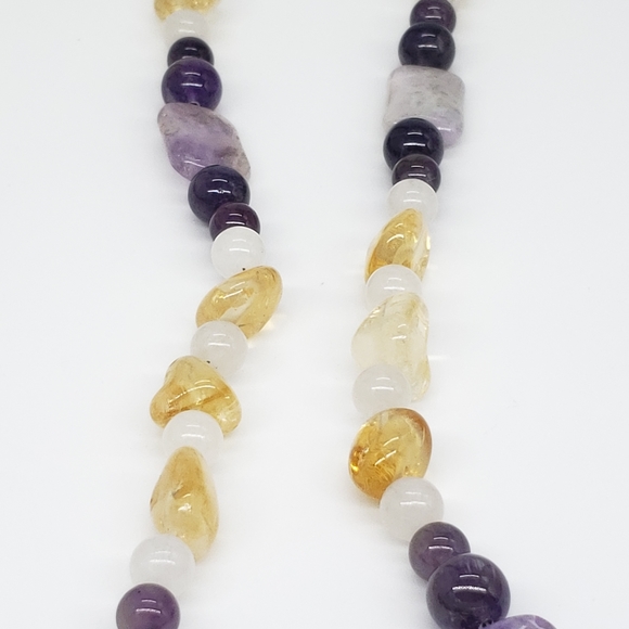 ๐ฅ Amethyst & Citrine Handmade Bead Boho Necklace - Picture 4 of 11